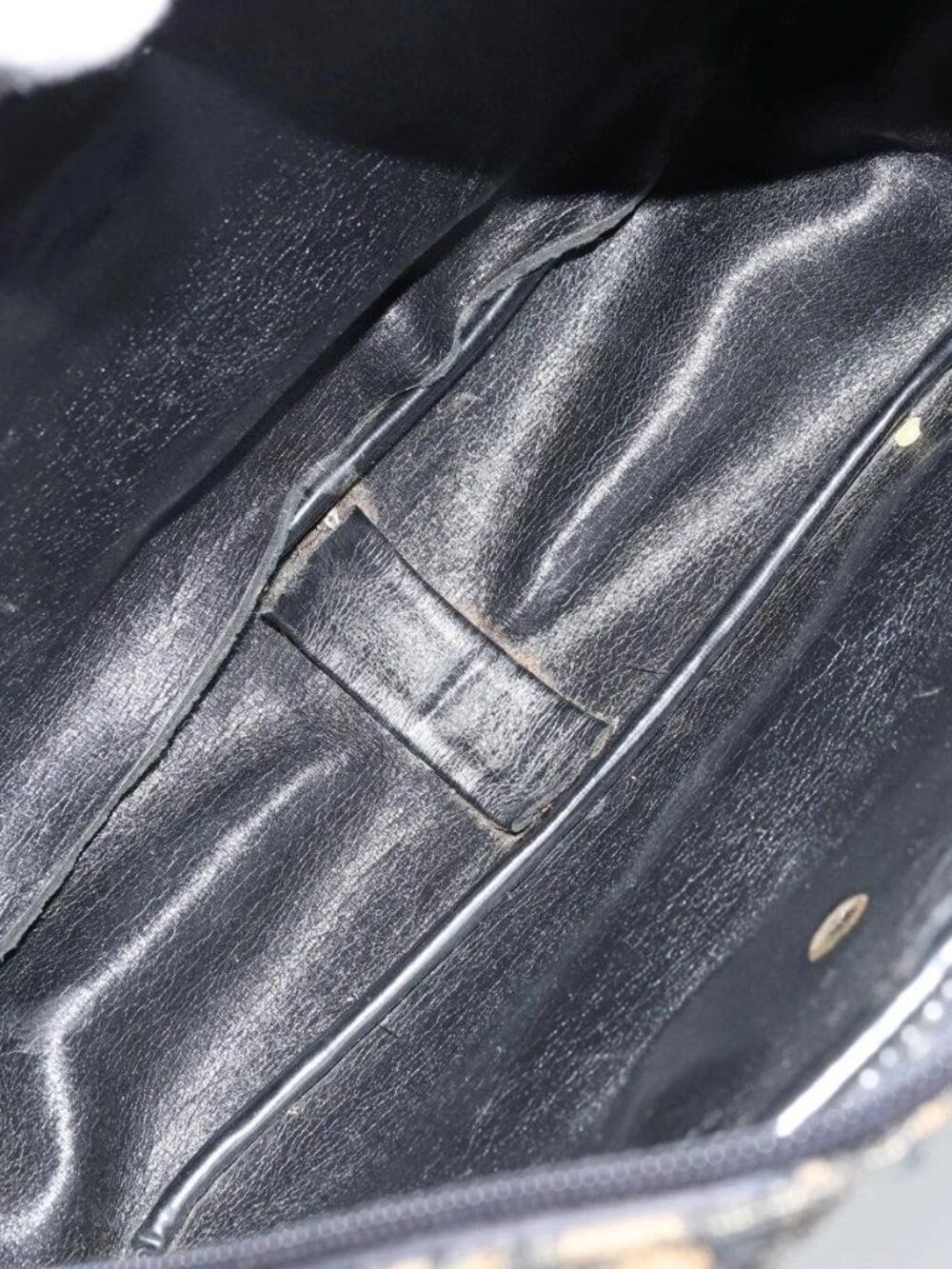 Christian Dior Trotter Canvas Shoulder Bag Navy Gold Auth 173214 - Picture 5 of 11